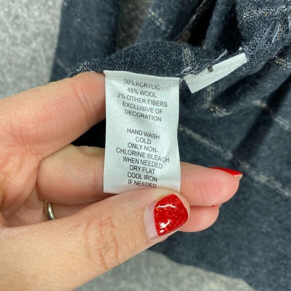 Unbranded Cardigan Women M Medium Gray Striped Sequin Wool Knit Open Front - Picture 7 of 9